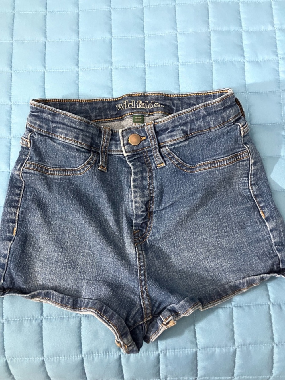 wild fable Mid-Rise Classic Blue Denim Shorts